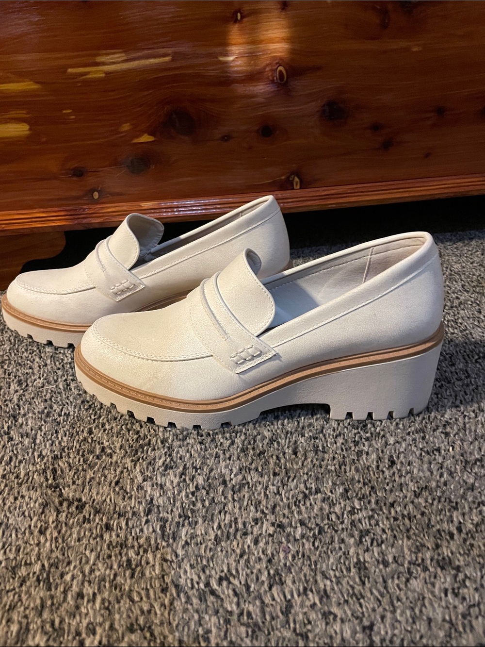 Maurices Cream Platform Penny Loafers